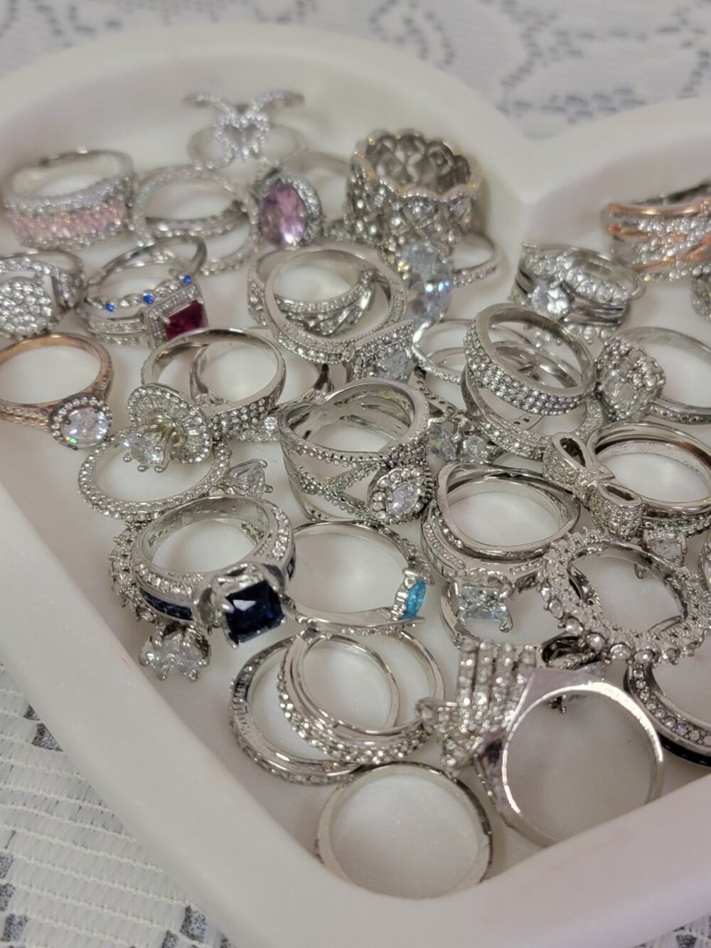925 Silver Plated Rings - Bundle of 53 - Picture 2 of 13